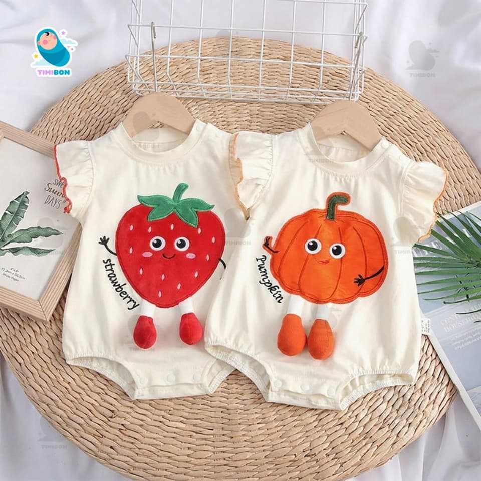 Body Chip Cho Bé Bodysuit Cộc Tay Cotton Hình Bí Ngô Bơ Dâu Tây Mẫu Quần Áo Trẻ Em Liền Thân Jumpsuit [BDC38] - ảnh 2