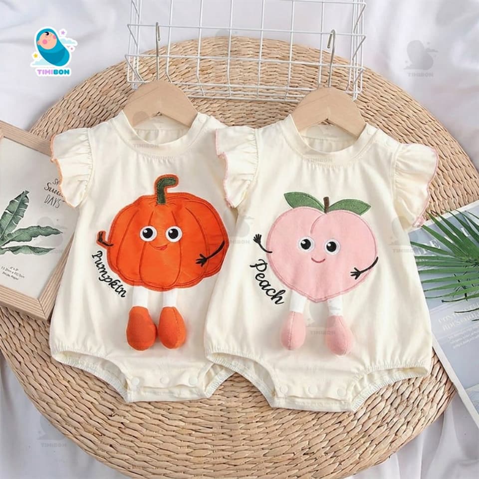 Body Chip Cho Bé Bodysuit Cộc Tay Cotton Hình Bí Ngô Bơ Dâu Tây Mẫu Quần Áo Trẻ Em Liền Thân Jumpsuit [BDC38] - ảnh 3