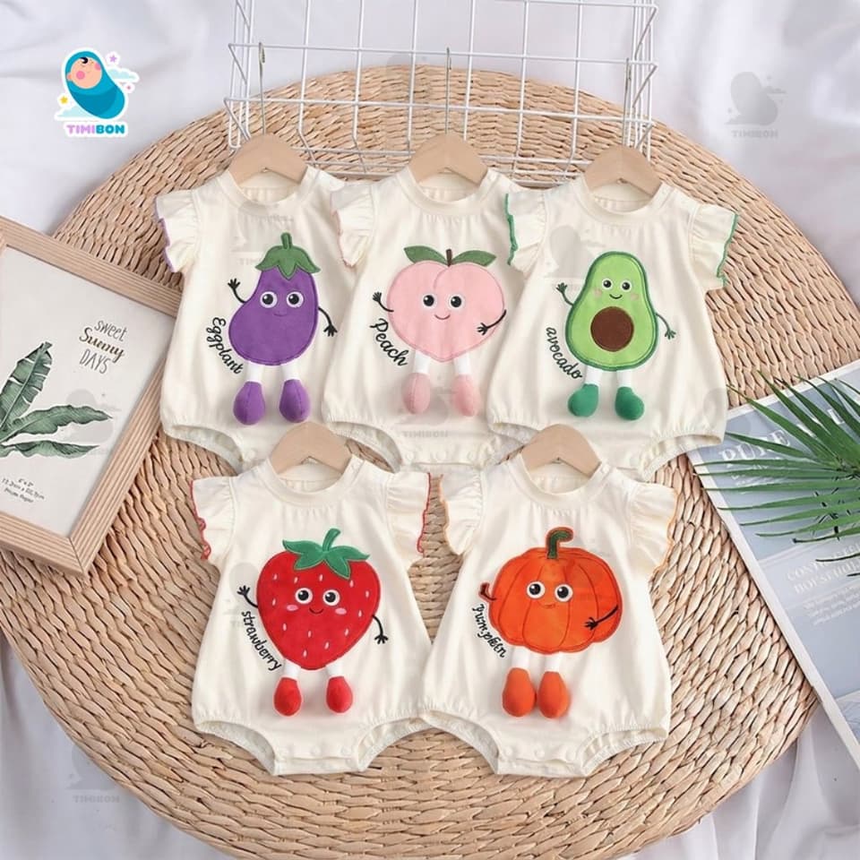Body Chip Cho Bé Bodysuit Cộc Tay Cotton Hình Bí Ngô Bơ Dâu Tây Mẫu Quần Áo Trẻ Em Liền Thân Jumpsuit [BDC38] - ảnh 5