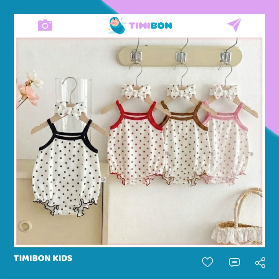 [ Kèm Turban ] Set Body Chip Cho Bé Gái 2 Dây Chất Cotton Hàn Mềm Mát [BDCHIP84]