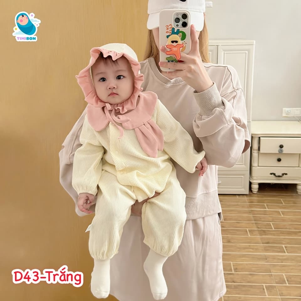 [ Kèm Mũ ] Body Dài Tay Cho Bé Gái Thun Gân Cổ Tai Thỏ Kèm Mũ Cho Bé Gái [BDD43] - ảnh 4