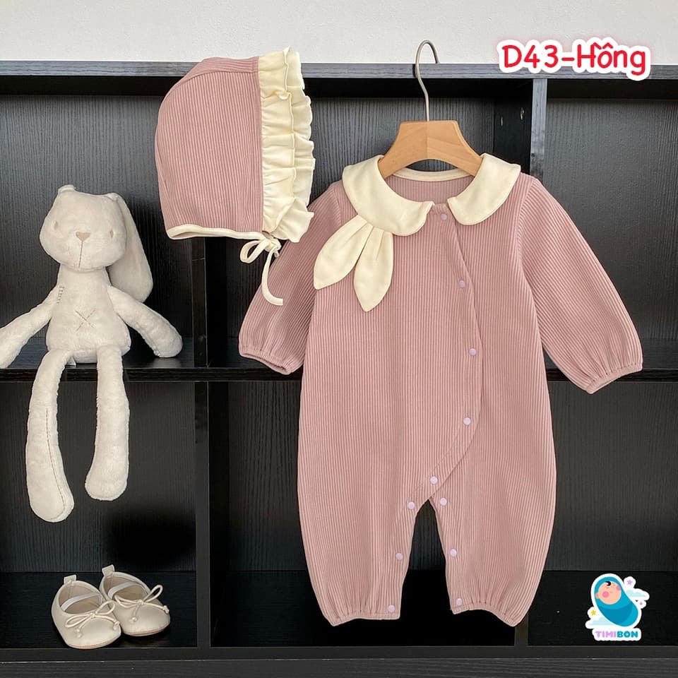 [ Kèm Mũ ] Body Dài Tay Cho Bé Gái Thun Gân Cổ Tai Thỏ Kèm Mũ Cho Bé Gái [BDD43] - ảnh 7
