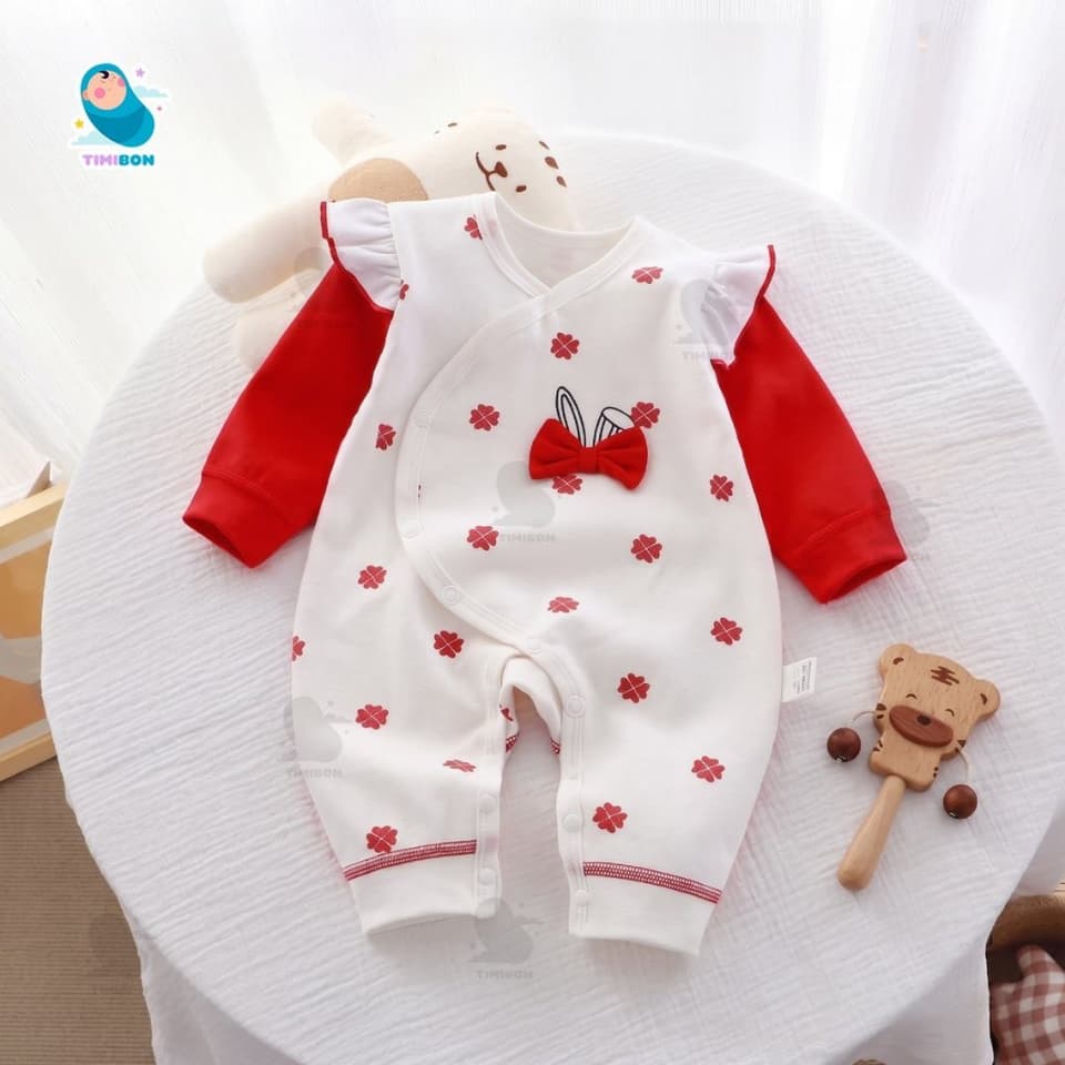 Bộ Body Dài Tay Cánh Tiên Kèm Nơ Thỏ Cho Bé Gái, Đồ Sơ Sinh Liền Thân Thu Đông Mềm Mịn Timibon Kids [BDD110] - ảnh 6