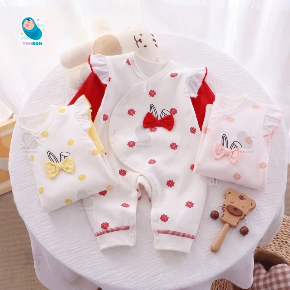 Bộ Body Dài Tay Cánh Tiên Kèm Nơ Thỏ Cho Bé Gái, Đồ Sơ Sinh Liền Thân Thu Đông Mềm Mịn Timibon Kids [BDD110] - ảnh 5