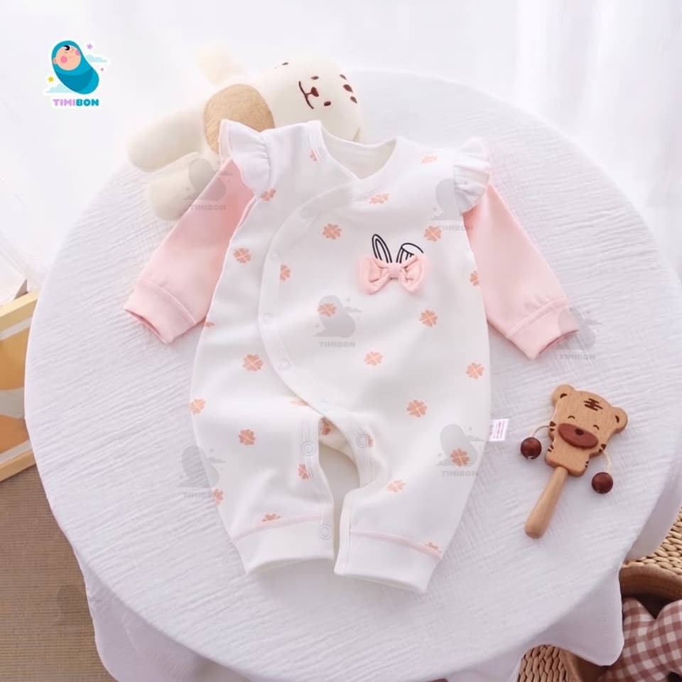 Bộ Body Dài Tay Cánh Tiên Kèm Nơ Thỏ Cho Bé Gái, Đồ Sơ Sinh Liền Thân Thu Đông Mềm Mịn Timibon Kids [BDD110] - ảnh 7