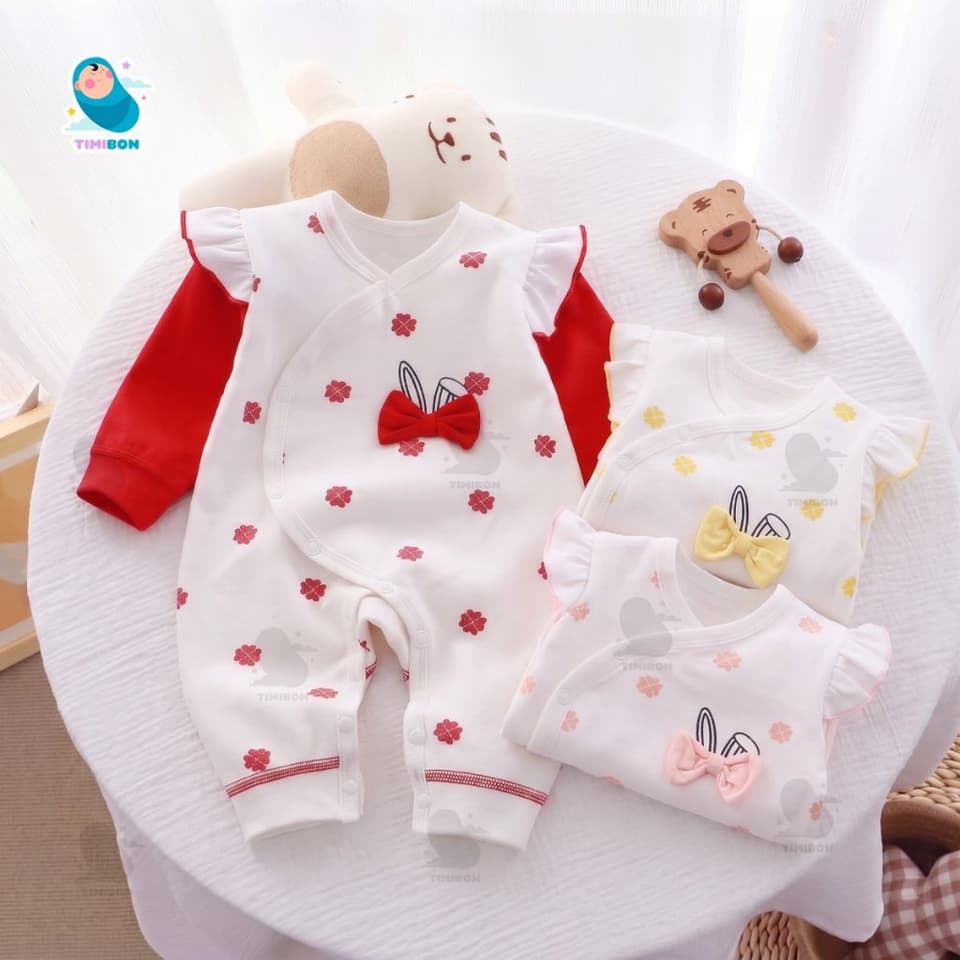 Bộ Body Dài Tay Cánh Tiên Kèm Nơ Thỏ Cho Bé Gái, Đồ Sơ Sinh Liền Thân Thu Đông Mềm Mịn Timibon Kids [BDD110] - ảnh 4