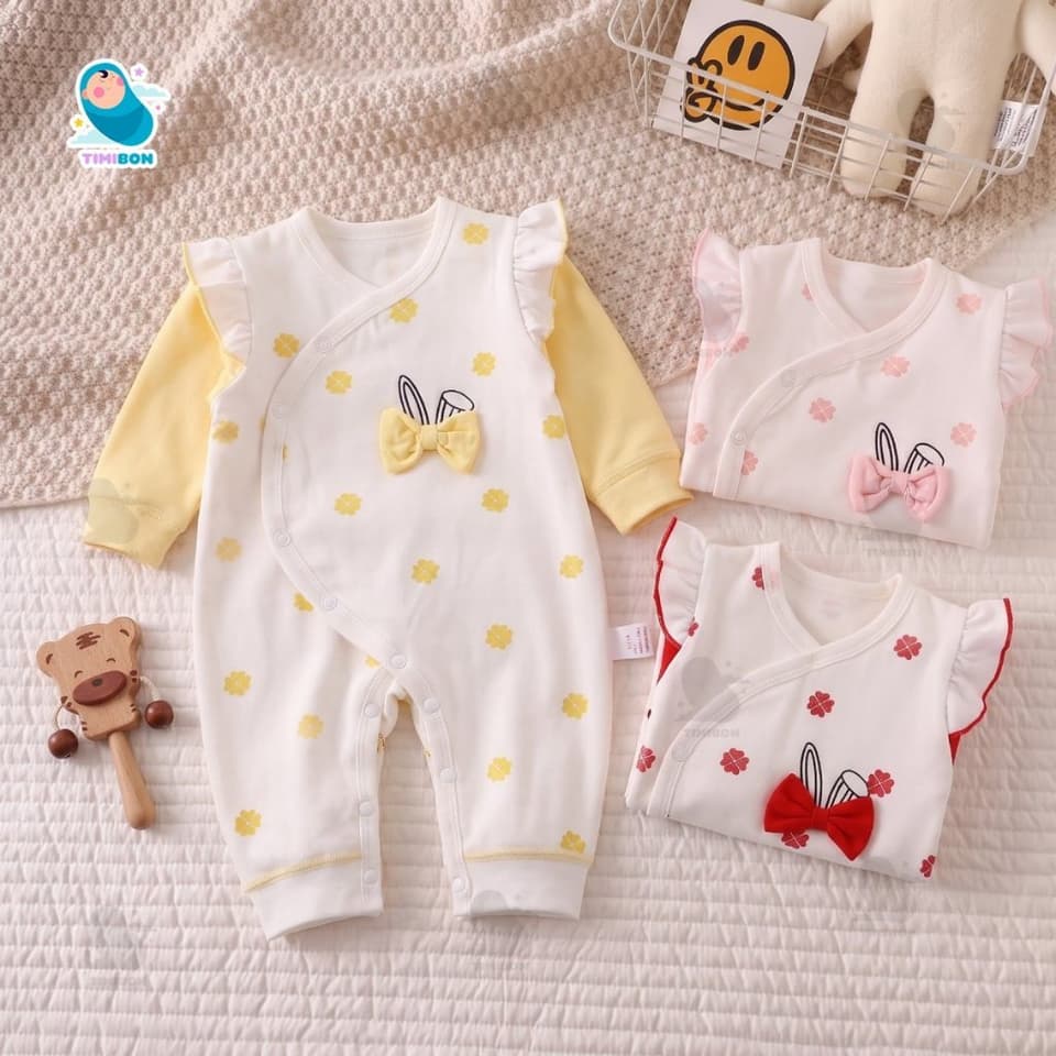 Bộ Body Dài Tay Cánh Tiên Kèm Nơ Thỏ Cho Bé Gái, Đồ Sơ Sinh Liền Thân Thu Đông Mềm Mịn Timibon Kids [BDD110] - ảnh 2