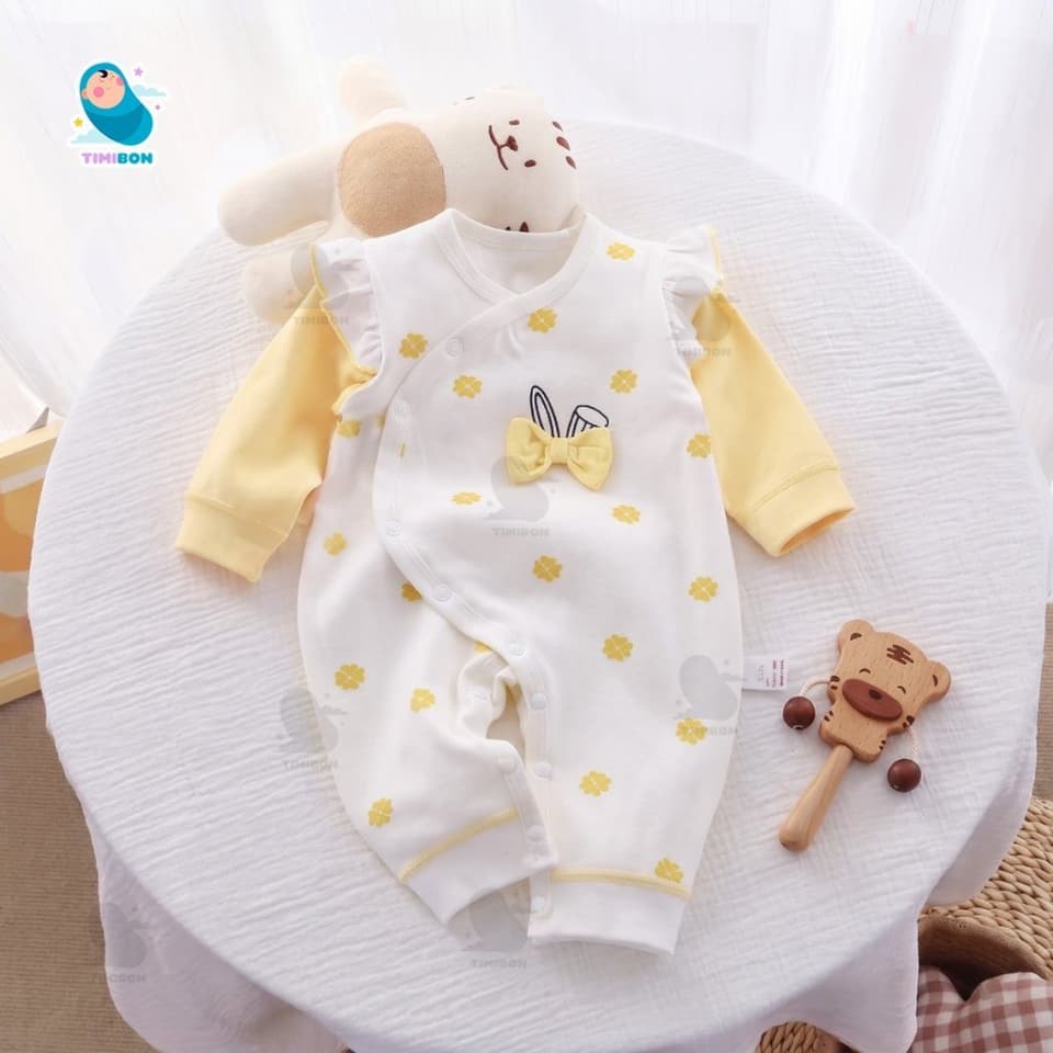 Bộ Body Dài Tay Cánh Tiên Kèm Nơ Thỏ Cho Bé Gái, Đồ Sơ Sinh Liền Thân Thu Đông Mềm Mịn Timibon Kids [BDD110] - ảnh 8