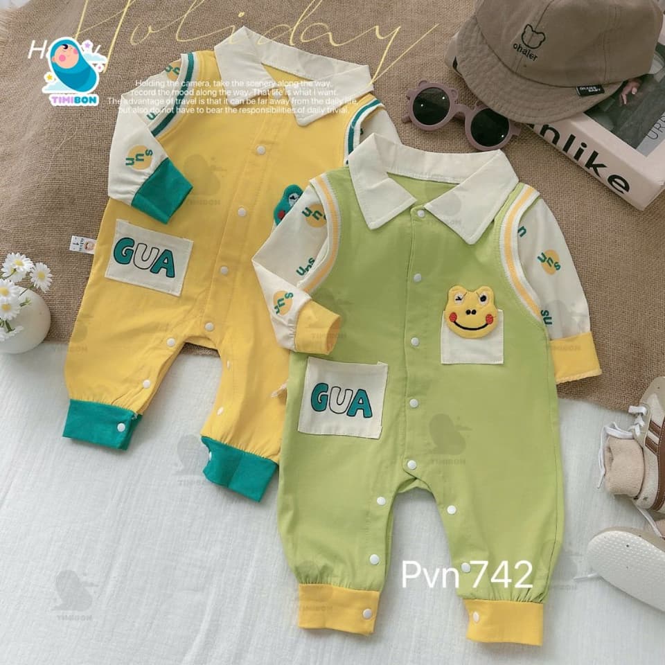 Body Dài Tay Cho Bé Trai Bé Gái Hình Ếch, Bodysuit Thu Đông Mềm Mịn, Đồ Sơ Sinh Liền Thân Timibon Kids [BDD92] - ảnh 5