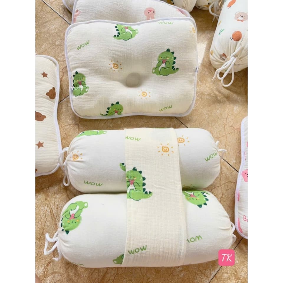 Bộ Gối Chặn Xô Muslin Sợi Tre Cho Bé Sơ Sinh, Gối Ôm Chống Giật Mình Giúp Bé Ngủ Sâu Giấc - ảnh 7