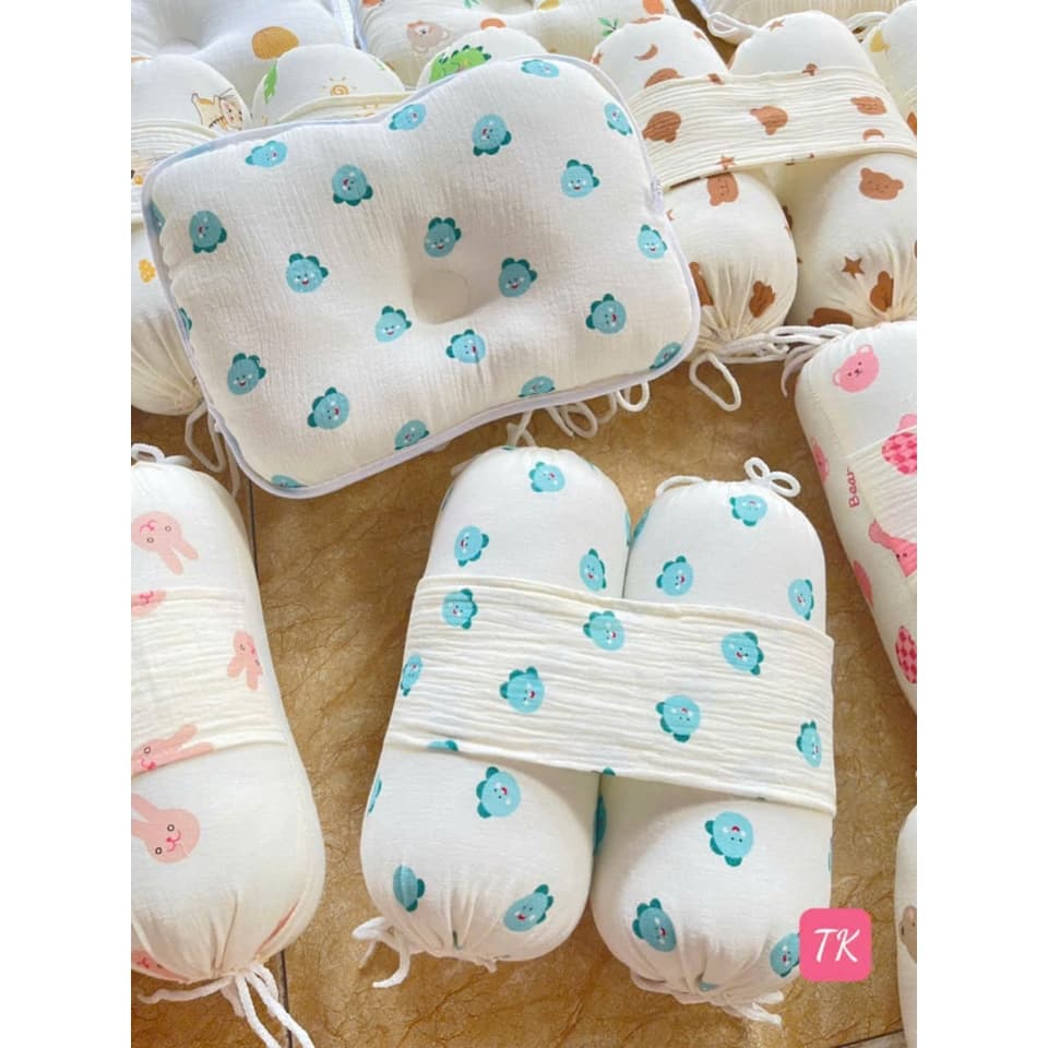 Bộ Gối Chặn Xô Muslin Sợi Tre Cho Bé Sơ Sinh, Gối Ôm Chống Giật Mình Giúp Bé Ngủ Sâu Giấc - ảnh 8