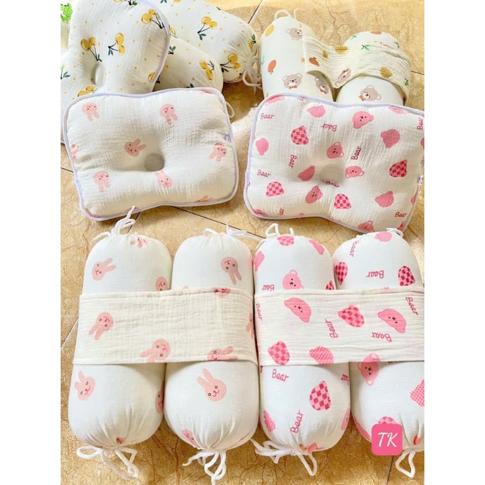 Bộ Gối Chặn Xô Muslin Sợi Tre Cho Bé Sơ Sinh, Gối Ôm Chống Giật Mình Giúp Bé Ngủ Sâu Giấc - ảnh 6