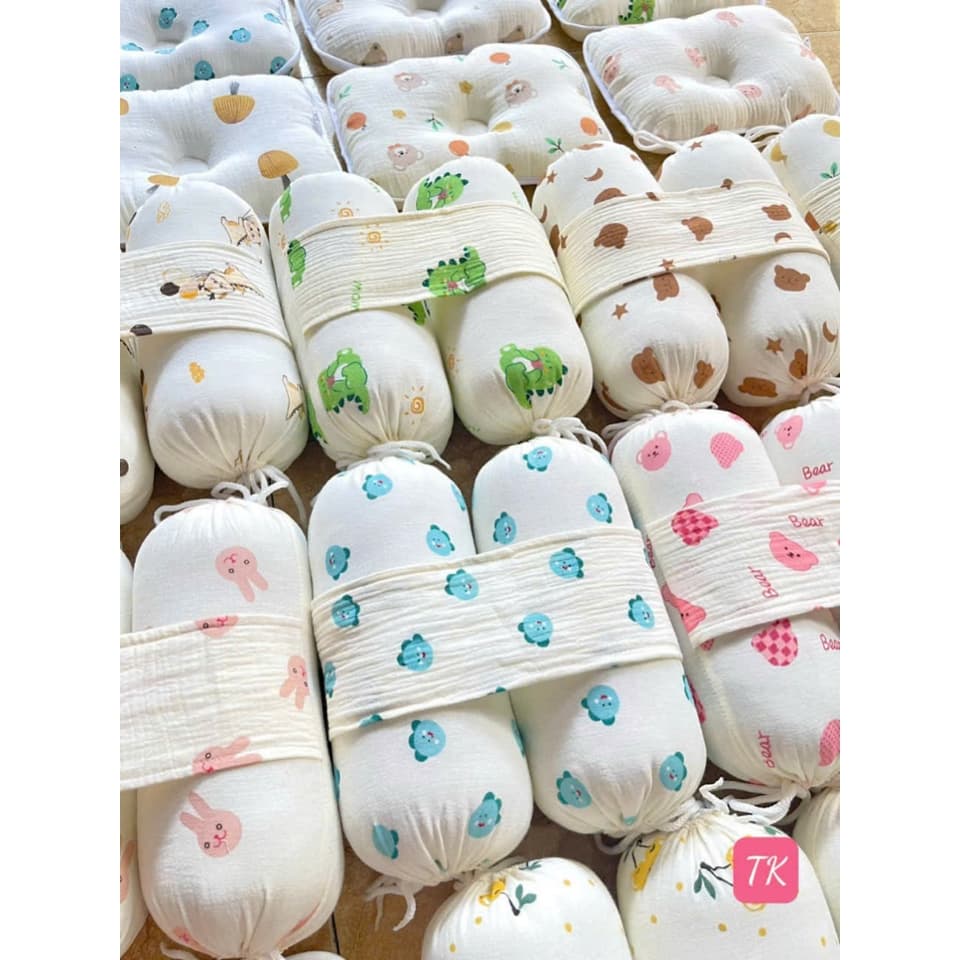 Bộ Gối Chặn Xô Muslin Sợi Tre Cho Bé Sơ Sinh, Gối Ôm Chống Giật Mình Giúp Bé Ngủ Sâu Giấc - ảnh 4