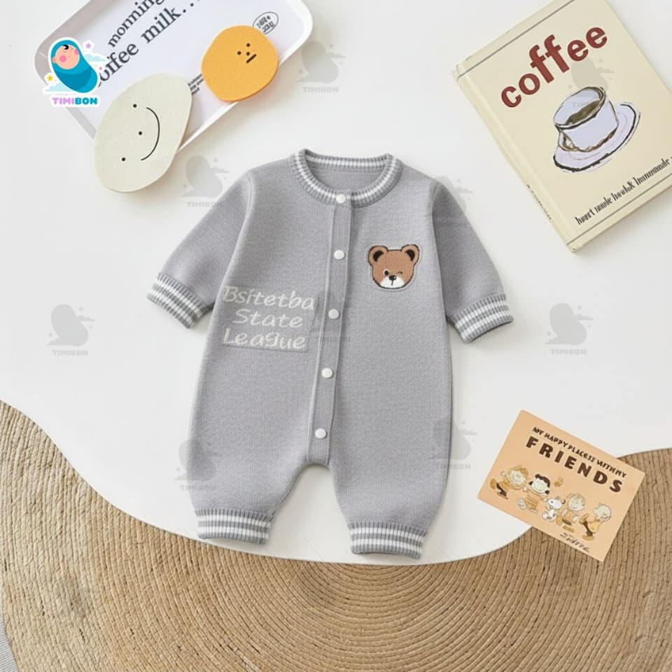 BODY LEN DÀI TAY THU ĐÔNG CHO BÉ Họa Tiết Gấu Xinh Xắn, Chất Liệu Mềm Mại Co Giãn, Giữ Ấm Tốt [BDD100] - ảnh 9