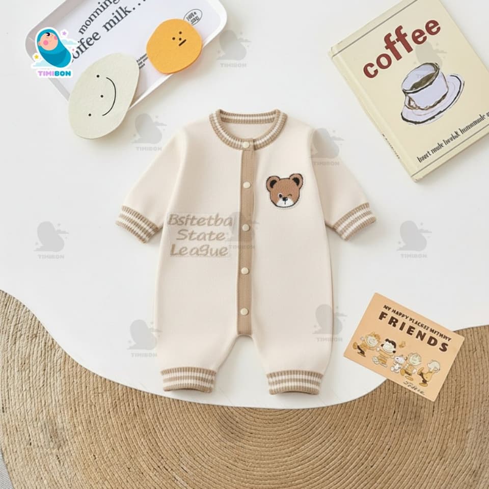 BODY LEN DÀI TAY THU ĐÔNG CHO BÉ Họa Tiết Gấu Xinh Xắn, Chất Liệu Mềm Mại Co Giãn, Giữ Ấm Tốt [BDD100] - ảnh 7