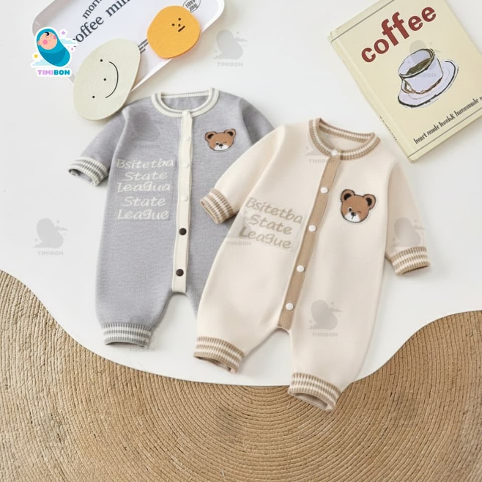 BODY LEN DÀI TAY THU ĐÔNG CHO BÉ Họa Tiết Gấu Xinh Xắn, Chất Liệu Mềm Mại Co Giãn, Giữ Ấm Tốt [BDD100] - ảnh 3