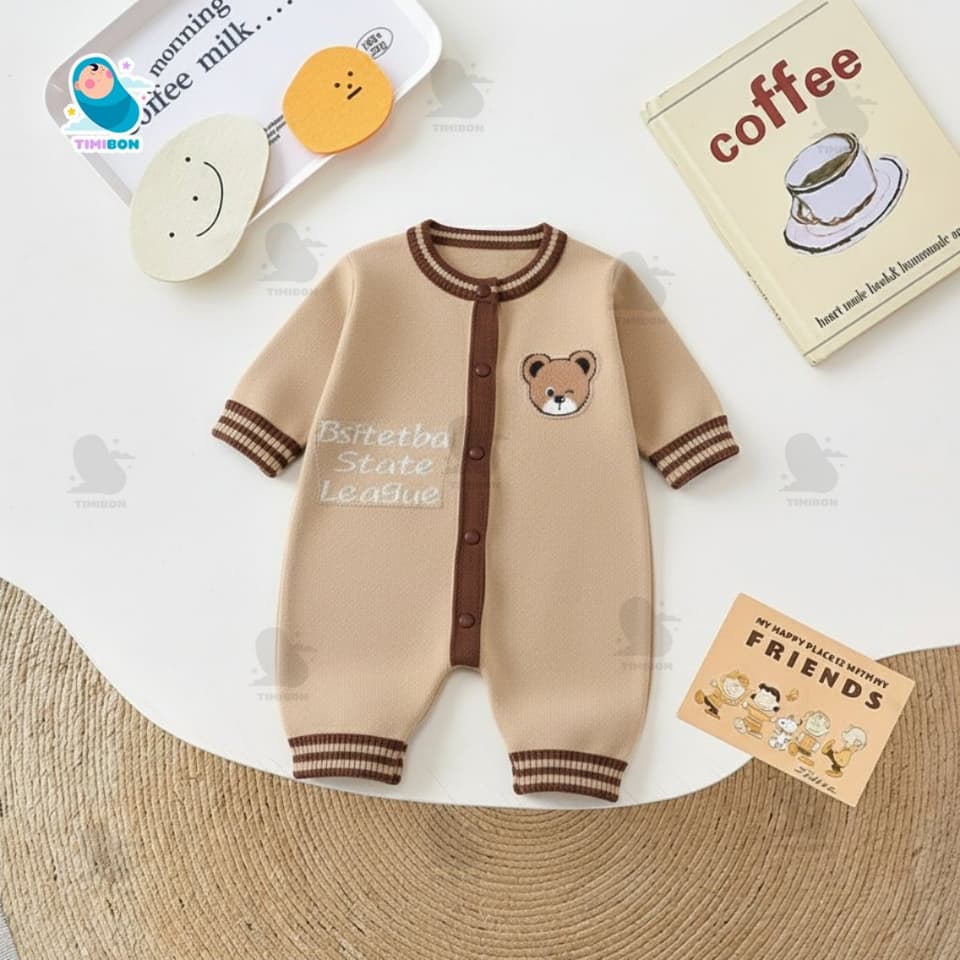 BODY LEN DÀI TAY THU ĐÔNG CHO BÉ Họa Tiết Gấu Xinh Xắn, Chất Liệu Mềm Mại Co Giãn, Giữ Ấm Tốt [BDD100] - ảnh 8