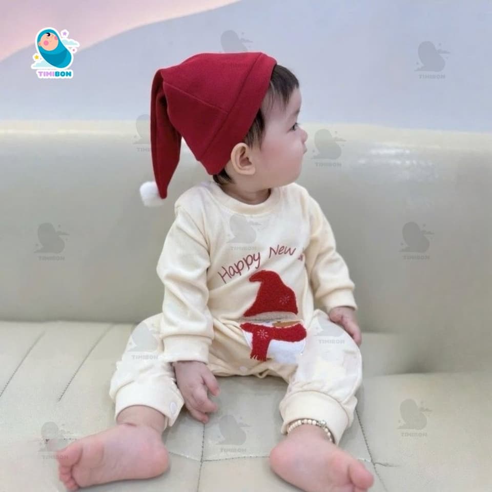 Set Body Noel Cho Bé TẶNG MŨ, Bodysuit Giáng Sinh Bé Trai Bé Gái Thêu Người Tuyết Chất Zíp Lông Dày Dặn Ấm Áp [BDD102] - ảnh 7