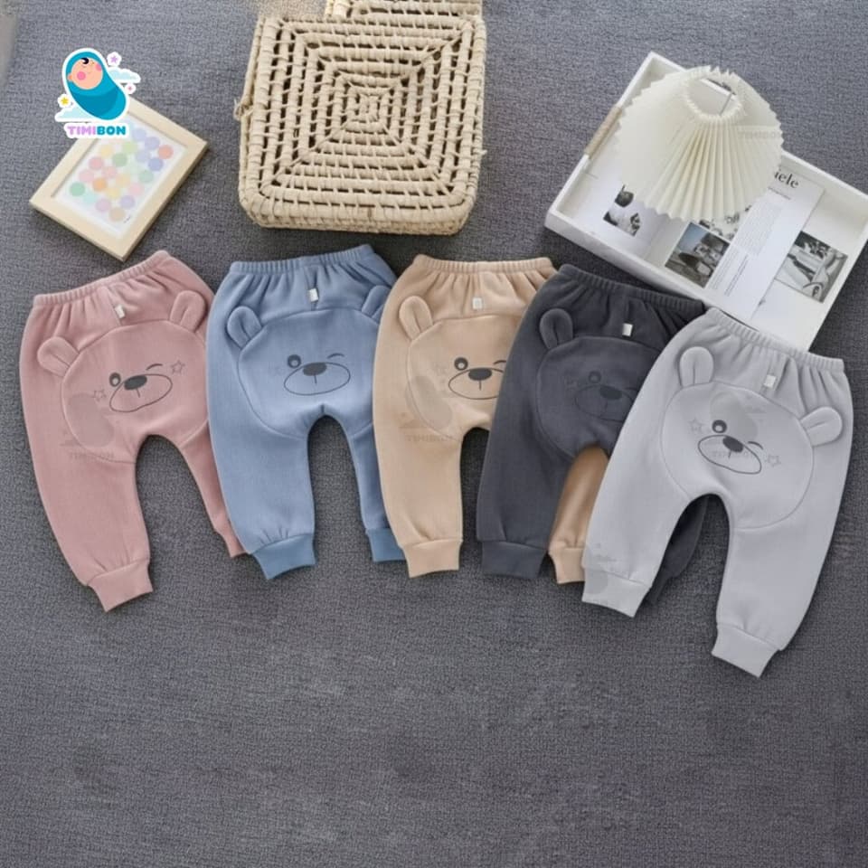 Quần Dài Thu Đông Bé Trai Gái, Quần Mông Thú Vải Zip Lông Ấm Áp Cho Bé Từ 7-13KG [QMT01] - ảnh 2