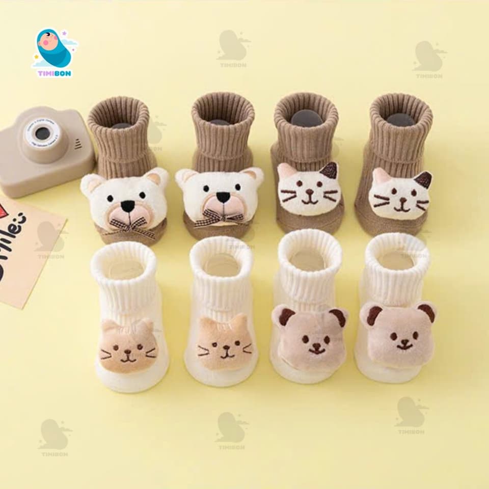 Tất (vớ) Cao Cổ Chống Trượt Cho Bé Size S/M (0-3 Tuổi), Vớ Cotton Mềm Mại Đế Silicon Cho Trẻ Tập Đi [TAT12] - ảnh 3