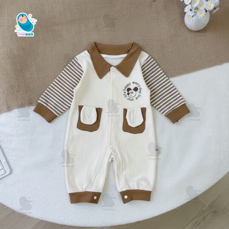 Body Dài Tay Cho Bé Trai Bé Gái Hình Chó Cún, Bodysuit Thu Đông Mềm Mịn, Đồ Sơ Sinh Liền Thân Timibon Kids [BDD94] - ảnh 6