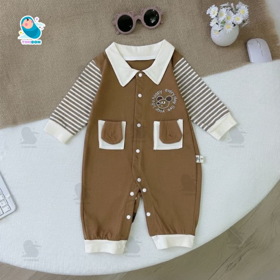 Body Dài Tay Cho Bé Trai Bé Gái Hình Chó Cún, Bodysuit Thu Đông Mềm Mịn, Đồ Sơ Sinh Liền Thân Timibon Kids [BDD94] - ảnh 7