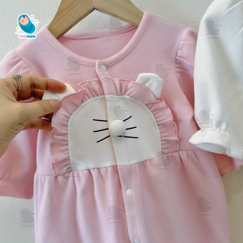 Body Nỉ Cho Bé Gái Dài Tay Thu Đông, Bộ Body Liền Thân Chất Nỉ Mềm Ấm Áp Hình Thú Dễ Thương Cho Bé [BDD106] - ảnh 4