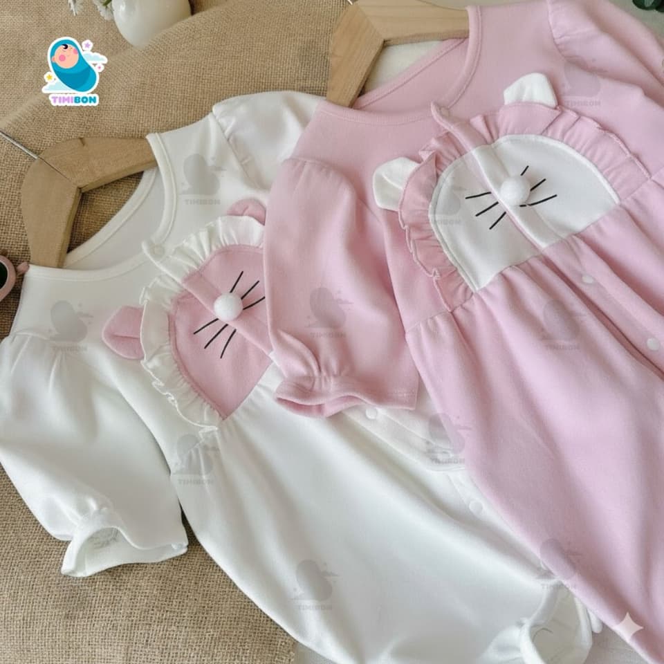 Body Nỉ Cho Bé Gái Dài Tay Thu Đông, Bộ Body Liền Thân Chất Nỉ Mềm Ấm Áp Hình Thú Dễ Thương Cho Bé [BDD106] - ảnh 6