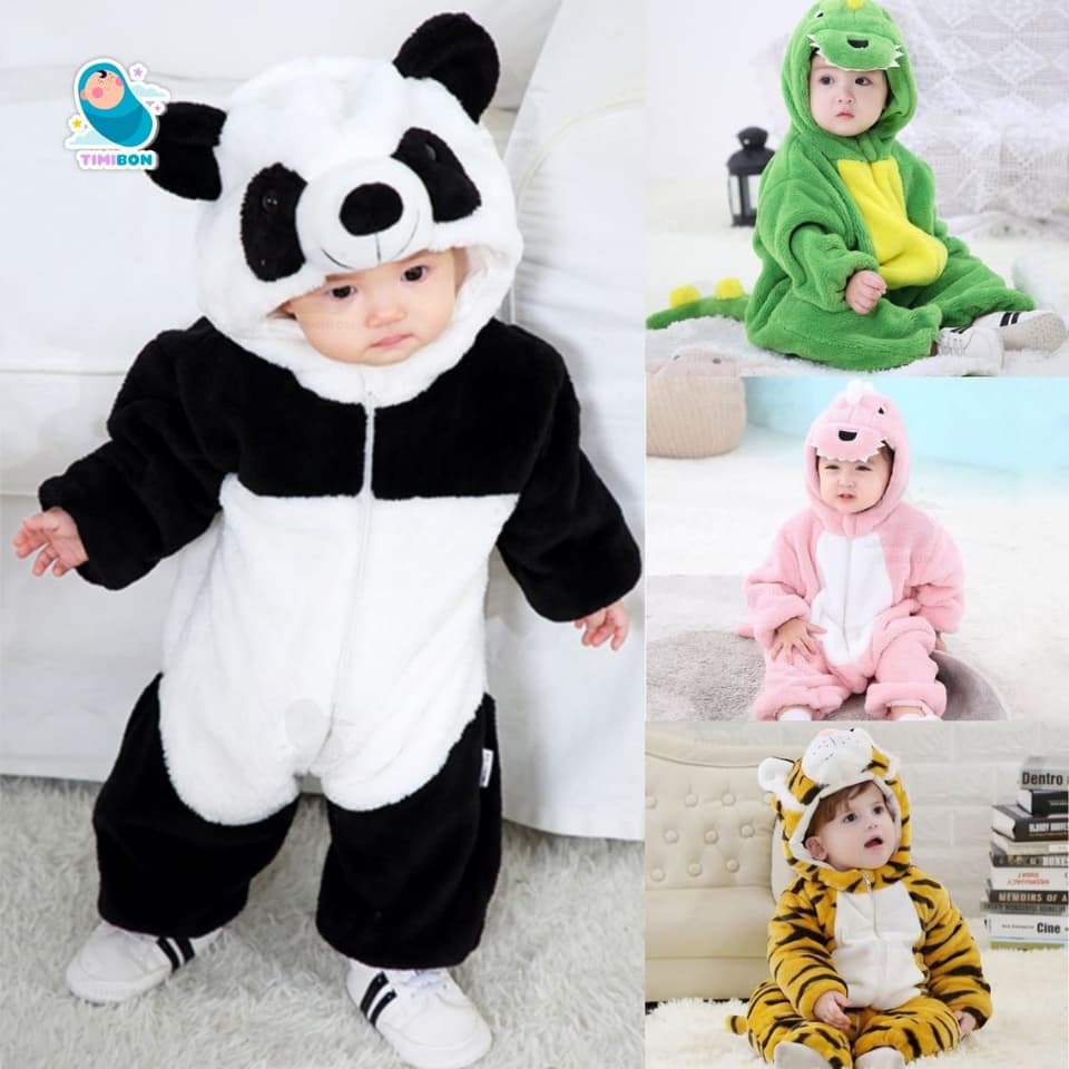 Body Thú Lông Nhung Ấm Áp Cho Mùa Đông Thiết Kế Liền Thân Đáng Yêu Dễ Thương Cho Bé Trai Bé Gái [BDD77]