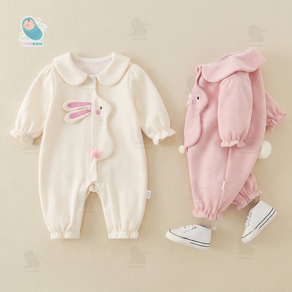 Quần Áo Trẻ Em Sơ Sinh Bộ Đồ Liền Thân Dài Tay Chất Cotton Bodysuit Hình Thỏ Cho Bé [BDD40]