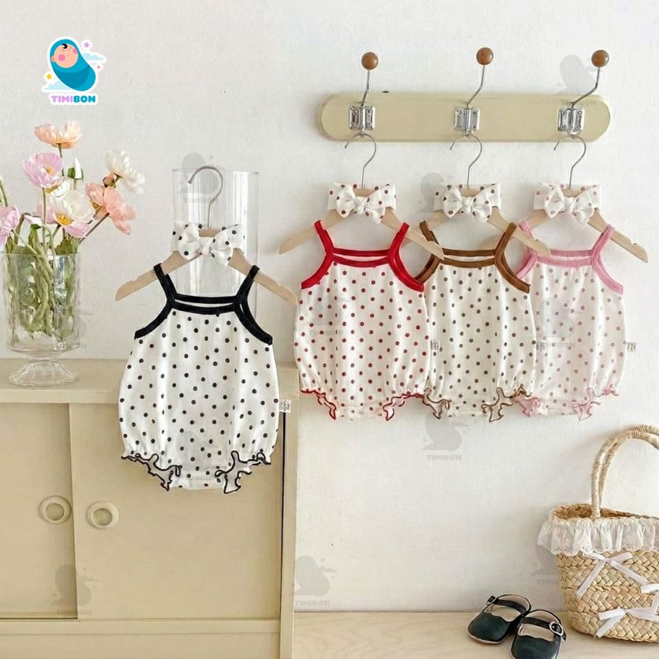 [ Kèm Turban ] Set Body Chip Cho Bé Gái 2 Dây Chất Cotton Hàn Mềm Mát [BDCHIP84]