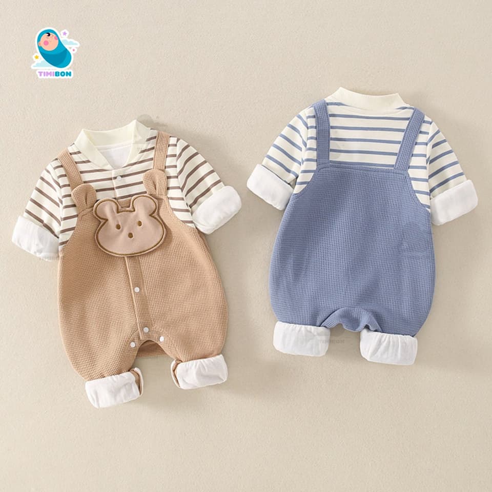 Bodysuit Dài Tay Cho Bé Trai Bé Gái, Body Yếm Thu Đông Len Tăm Hình Gấu Mẫu Quần Áo Trẻ Em Liền Thân [BDD73] - ảnh 9