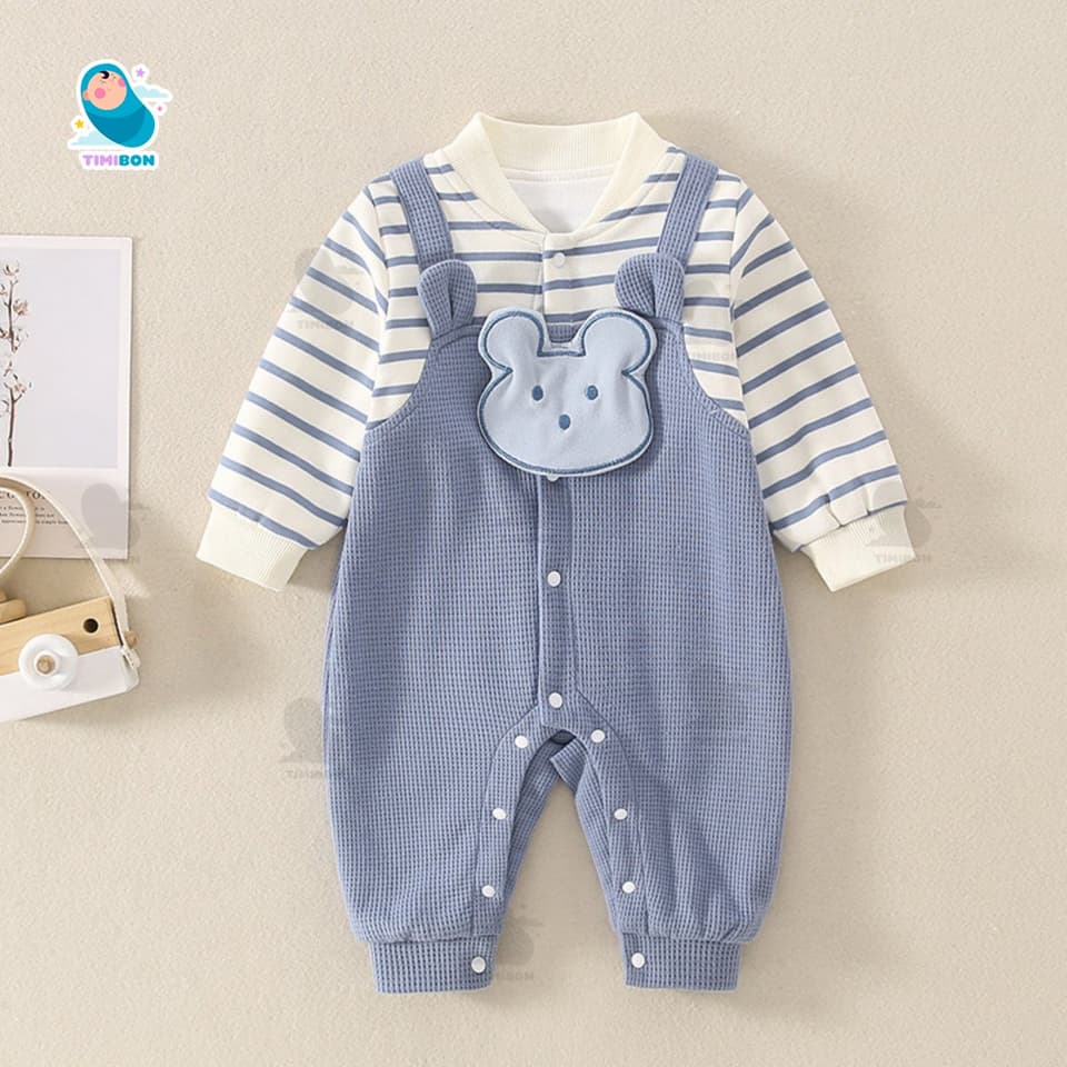 Bodysuit Dài Tay Cho Bé Trai Bé Gái, Body Yếm Thu Đông Len Tăm Hình Gấu Mẫu Quần Áo Trẻ Em Liền Thân [BDD73] - ảnh 7