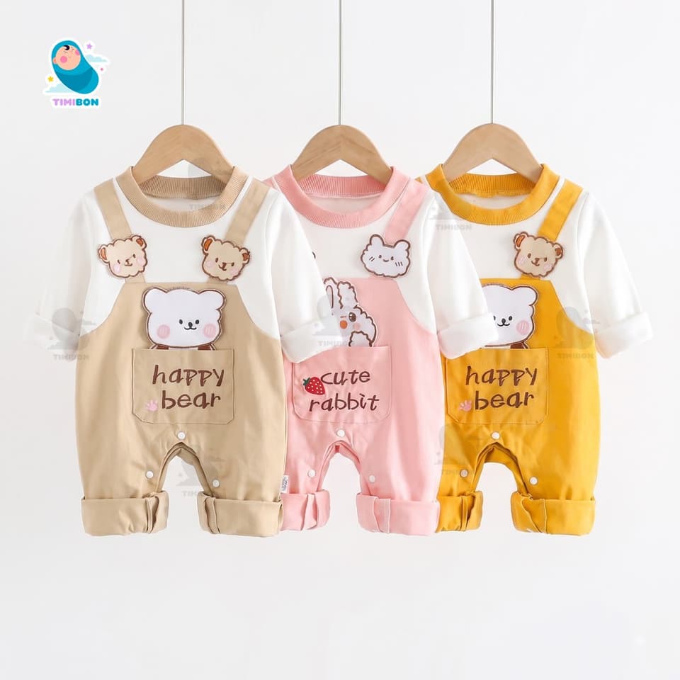 Bodysuit Dài Tay Cho Bé Trai Bé Gái, Body Yếm Thu Đông Đính Gấu Thỏ Sư Tử Mẫu Quần Áo Trẻ Em Liền Thân [BDD70]