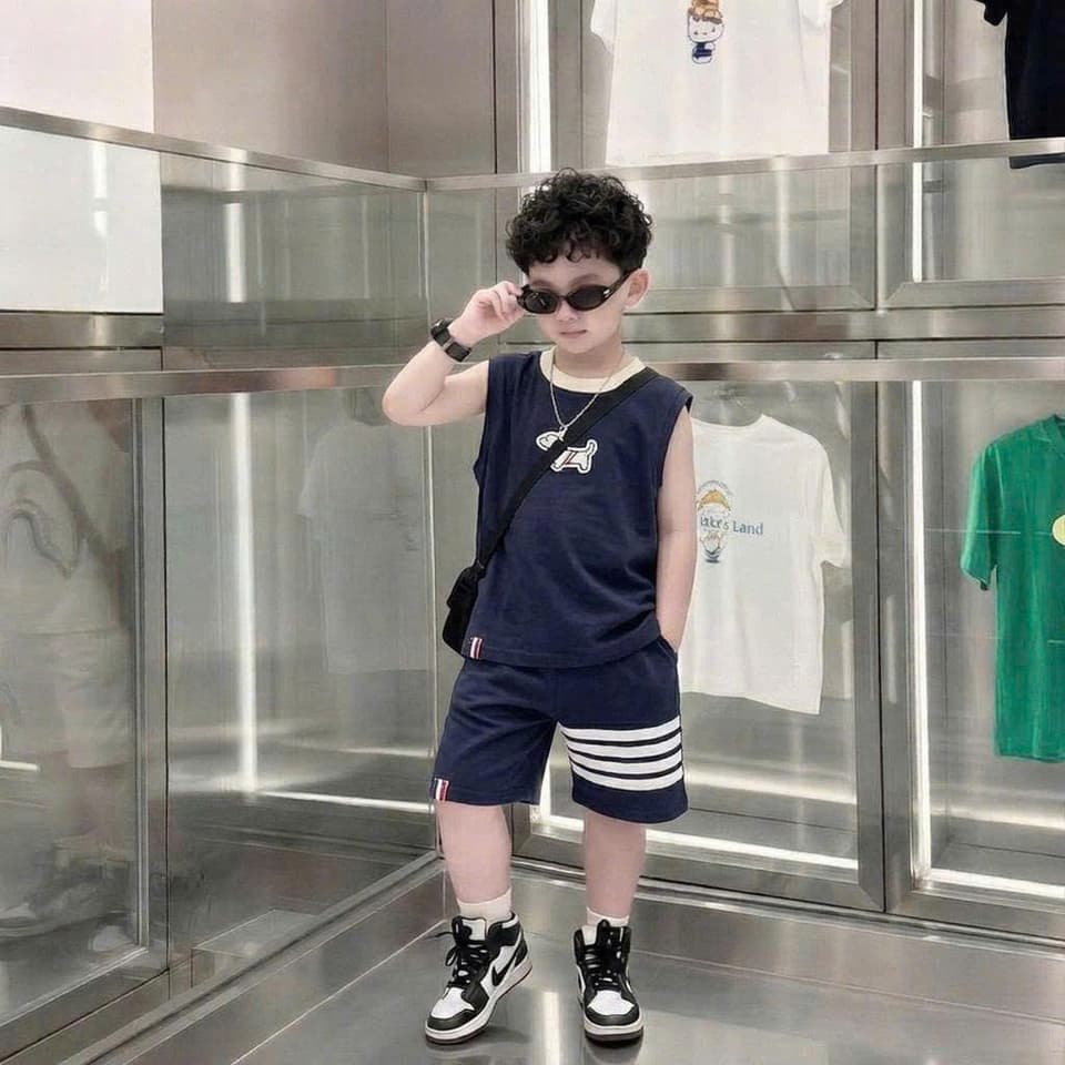 Bộ Sát Nách Thêu Hình Chó Vải Co Giãn 4 Chiều Cho Bé Trai Và Bé Gái 8-18kg DV048 - ảnh 4