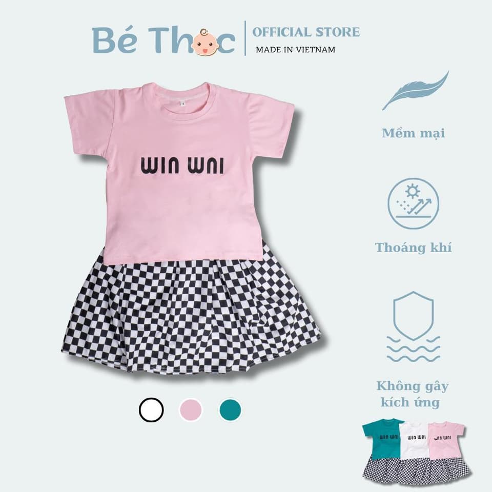 Sét Váy Áo Bé Gái 18-40kg Áo Cotton Chân Váy Vải Nhuyễn Thời Trang Trẻ Em 3 Màu Đẹp DV049 - ảnh 2