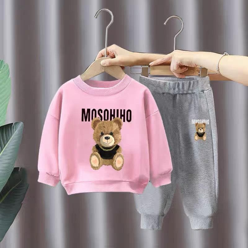 Bộ Đồ Trẻ Em In Hình Gấu MOSOHIHO Vải Da Cá Cho Bé Trai Và Bé Gái 15-42kg DV025 - ảnh 2