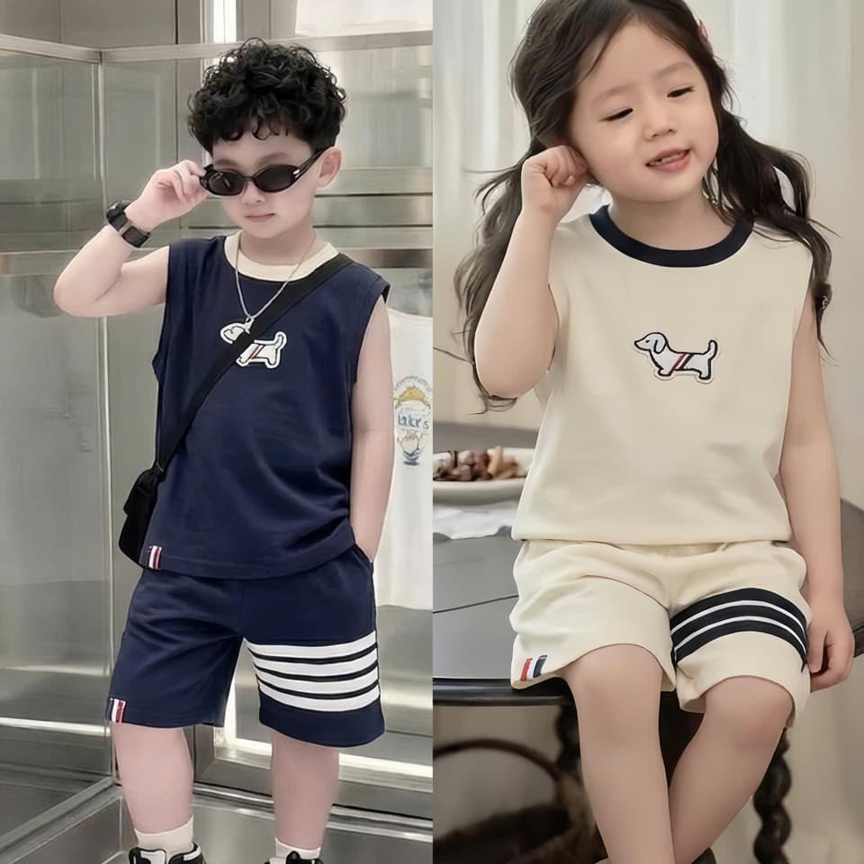 Bộ Sát Nách Thêu Hình Chó Vải Co Giãn 4 Chiều Cho Bé Trai Và Bé Gái 8-18kg DV048 - ảnh 8