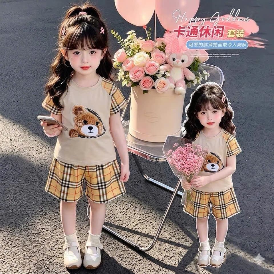 Bộ đồ bé trai họa tiết gấu khóa chất cotton cho bé từ 8 đến 18kg DV069