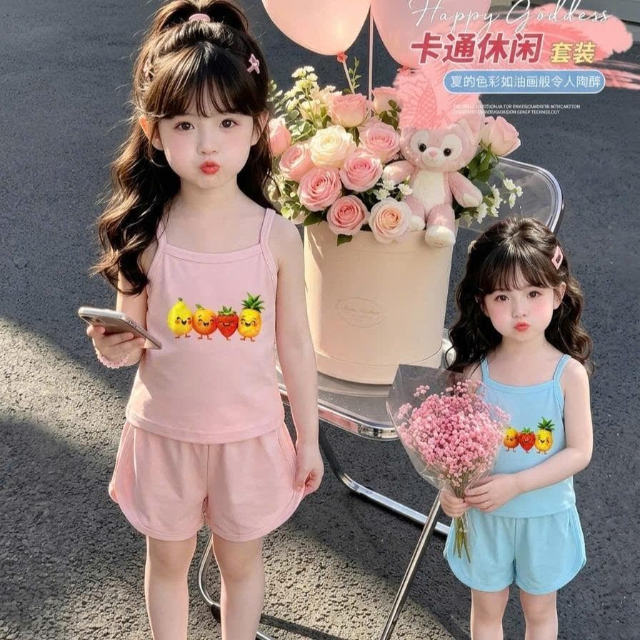Bộ Hai Dây Cotton Họa Tiết Quả Dành Cho Bé Gái Từ 8 Đến 18kg DV064 - ảnh 6