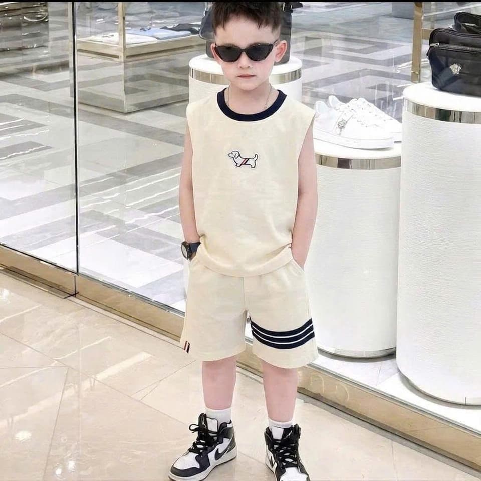 Bộ Sát Nách Thêu Hình Chó Vải Co Giãn 4 Chiều Cho Bé Trai Và Bé Gái 8-18kg DV048 - ảnh 5