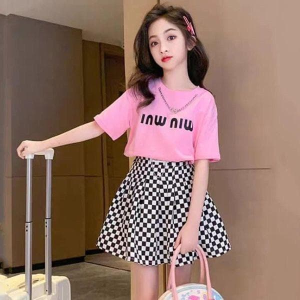 Sét Váy Áo Bé Gái 18-40kg Áo Cotton Chân Váy Vải Nhuyễn Thời Trang Trẻ Em 3 Màu Đẹp DV049 - ảnh 8