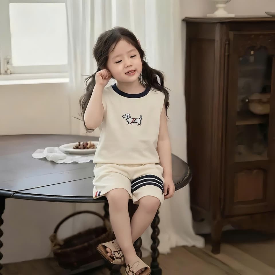 Bộ Sát Nách Thêu Hình Chó Vải Co Giãn 4 Chiều Cho Bé Trai Và Bé Gái 8-18kg DV048 - ảnh 7