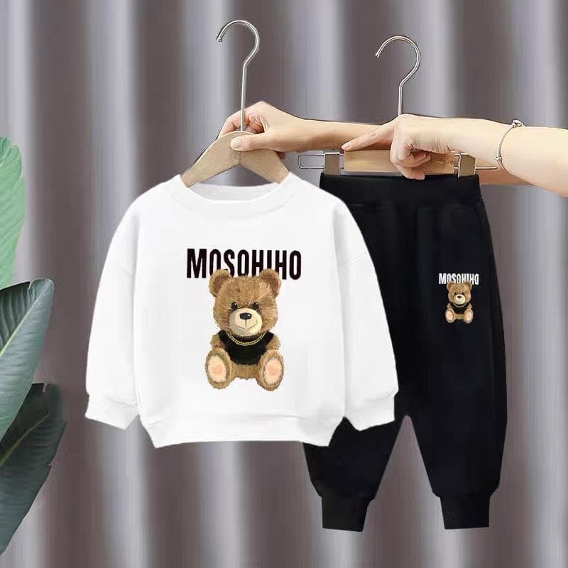 Bộ Đồ Trẻ Em In Hình Gấu MOSOHIHO Vải Da Cá Cho Bé Trai Và Bé Gái 15-42kg DV025 - ảnh 4