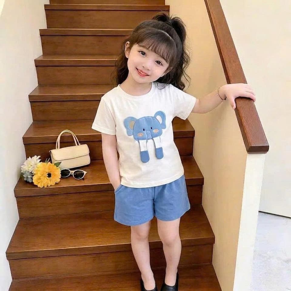 Bộ Quần Áo Hươu Voi Cotton Co Giãn Cho Bé Trai Và Bé Gái Từ 8 Đến 18kg DV055 - ảnh 8
