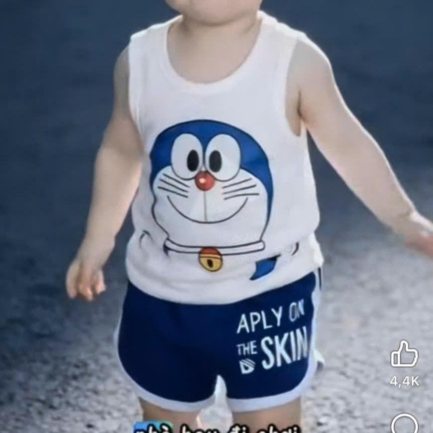 Bộ Đồ Trẻ Em In Hình Doremon Vải Cotton Cho Bé Trai Và Bé Gái Từ 8-18kg DV058 - ảnh 7