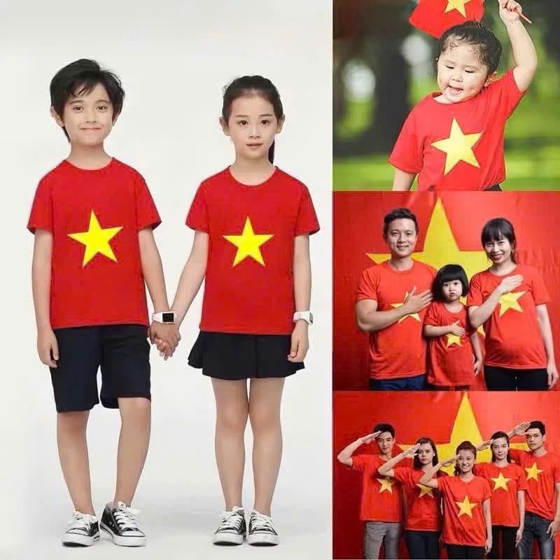 Áo thun đỏ sao vàng trẻ em cho bé trai và bé gái từ 10-55kg DV002 - ảnh 4