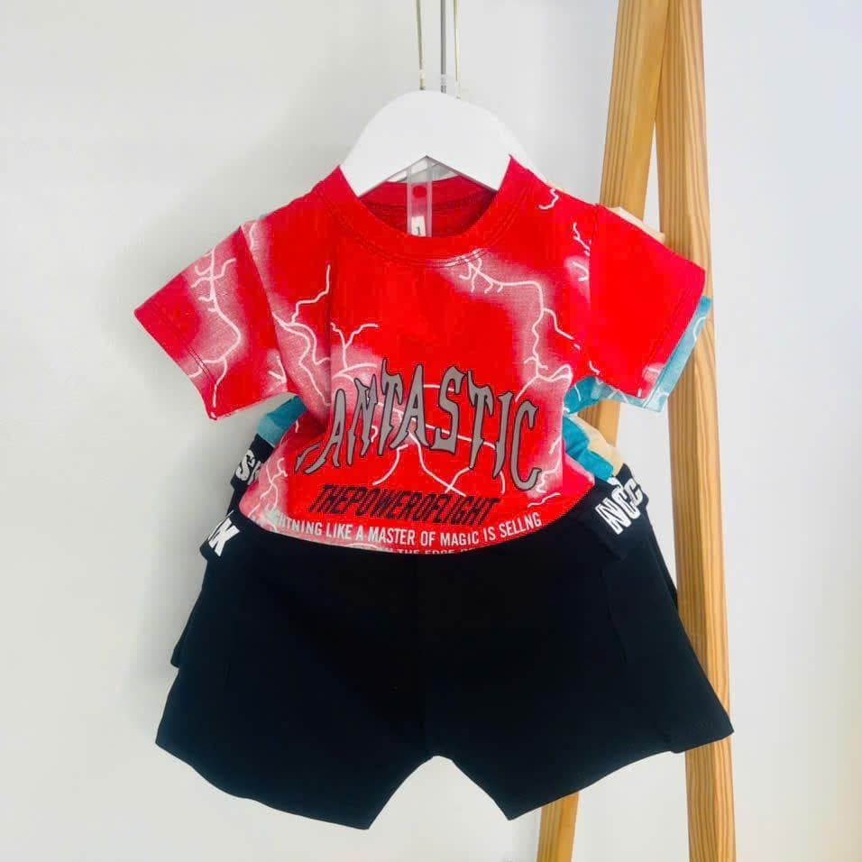 Bộ Đồ Mùa Hè Cho Bé Trai 9-35kg Cotton 4 Chiều In Hình Tia Sét Fantastic Bé Thóc DV014 - ảnh 6