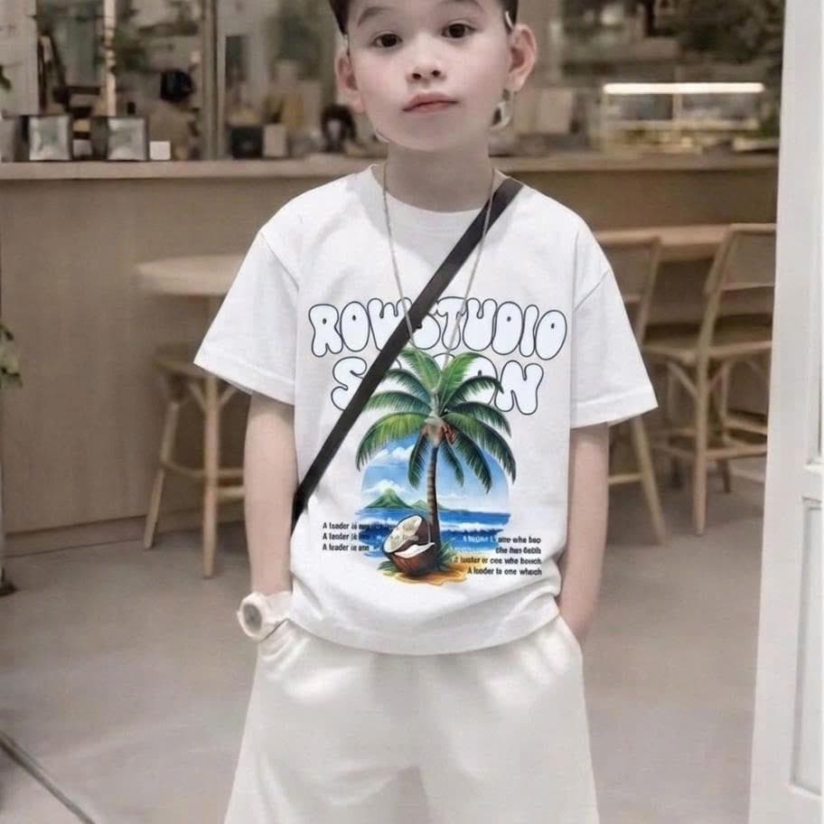 Áo phông đi biển vải cotton thoáng mát cho bé trai và bé gái từ 10-30kg DV013 - ảnh 4