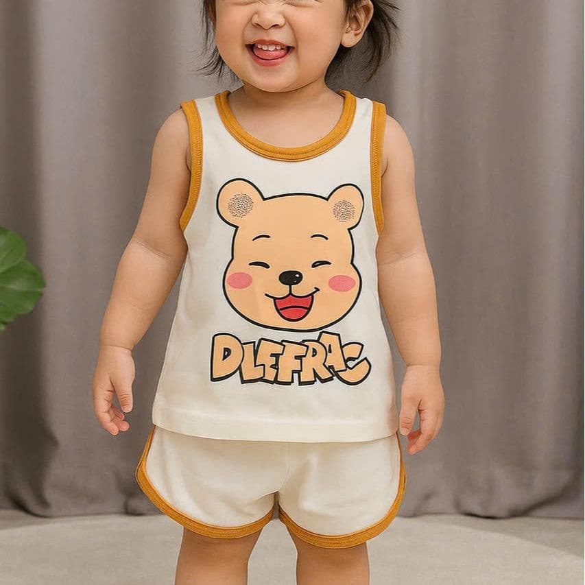 Bộ Ba Lỗ Cho Bé Trai Bé Gái 8-18kg Hình Gấu Vải Co Giãn 4 Chiều DV023 - ảnh 4